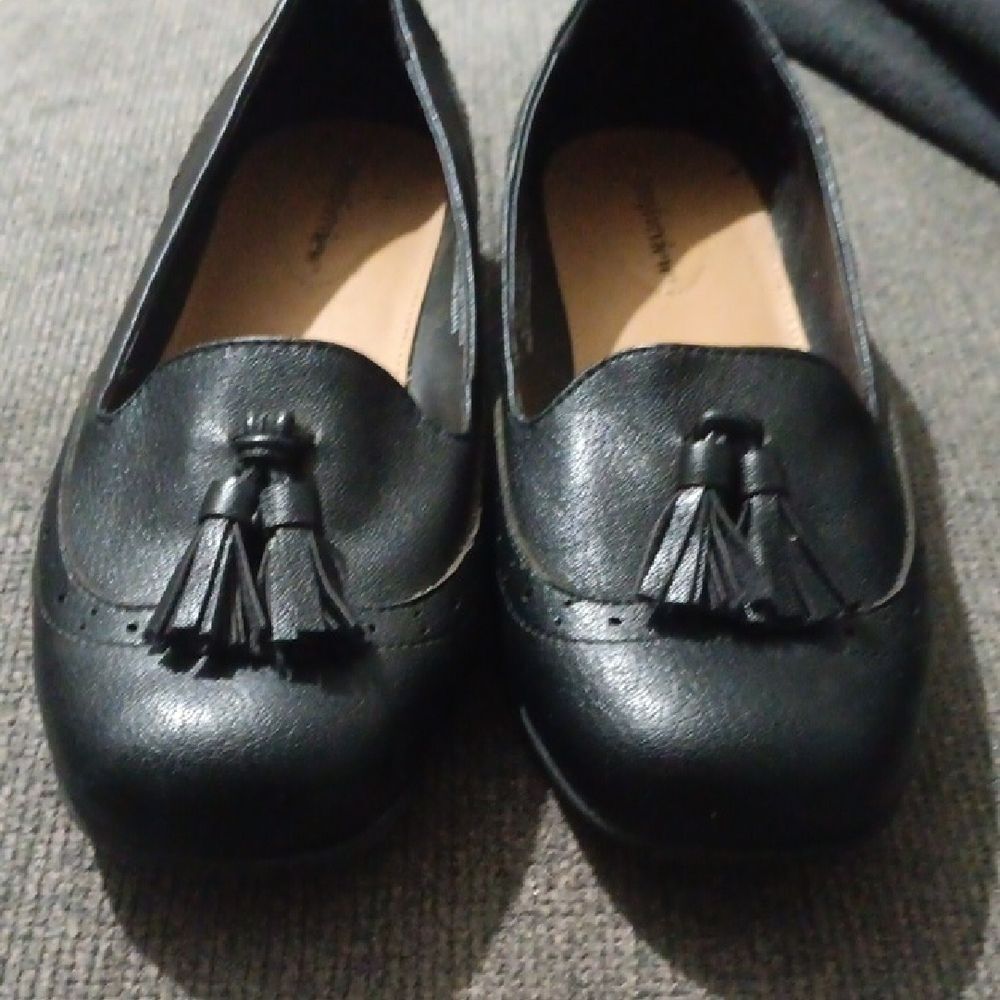 🤠Comfortview Black Tassel Slip On Shoes for Women Size 8 1/2W